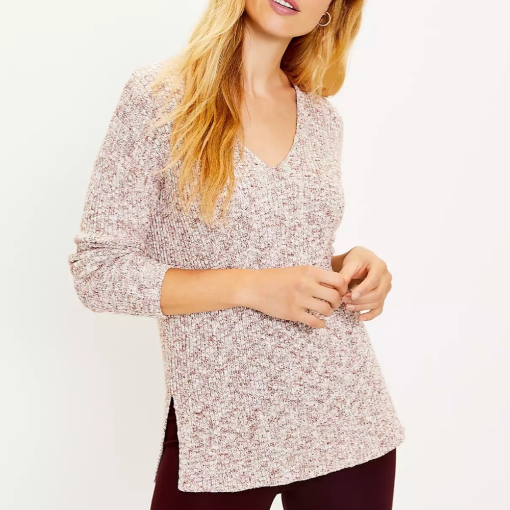 Loft Ribbed V-neck Sweater